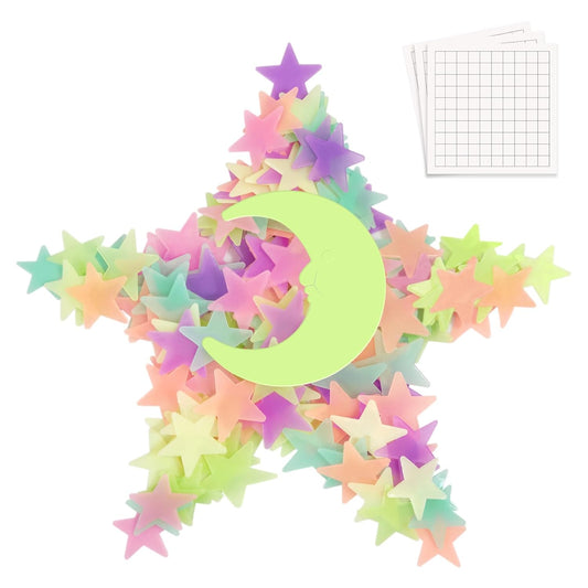 Glow in The Dark Stars for Ceiling Bedroom Wall Decor Toddler Kids Boys Room Decor Star Stickers Stocking Stuffers for Kids Age 8-12 Wall Stickers Decor Fluorescent Color Star Lights